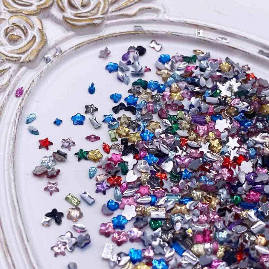 ラインストーン ミックス 2mmー5mm 花 9000粒 リボン ハート 星 混