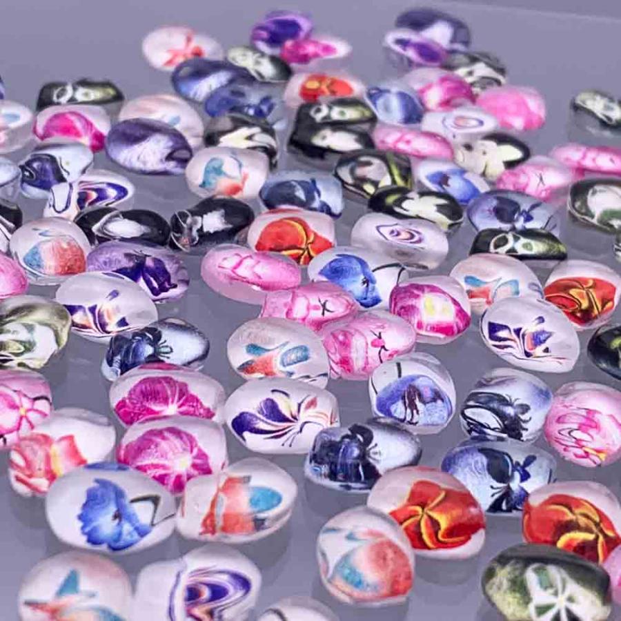 ネイルパーツ 花 蝶々 カボション 10mm 透明 100個 混色 樹脂 貼り