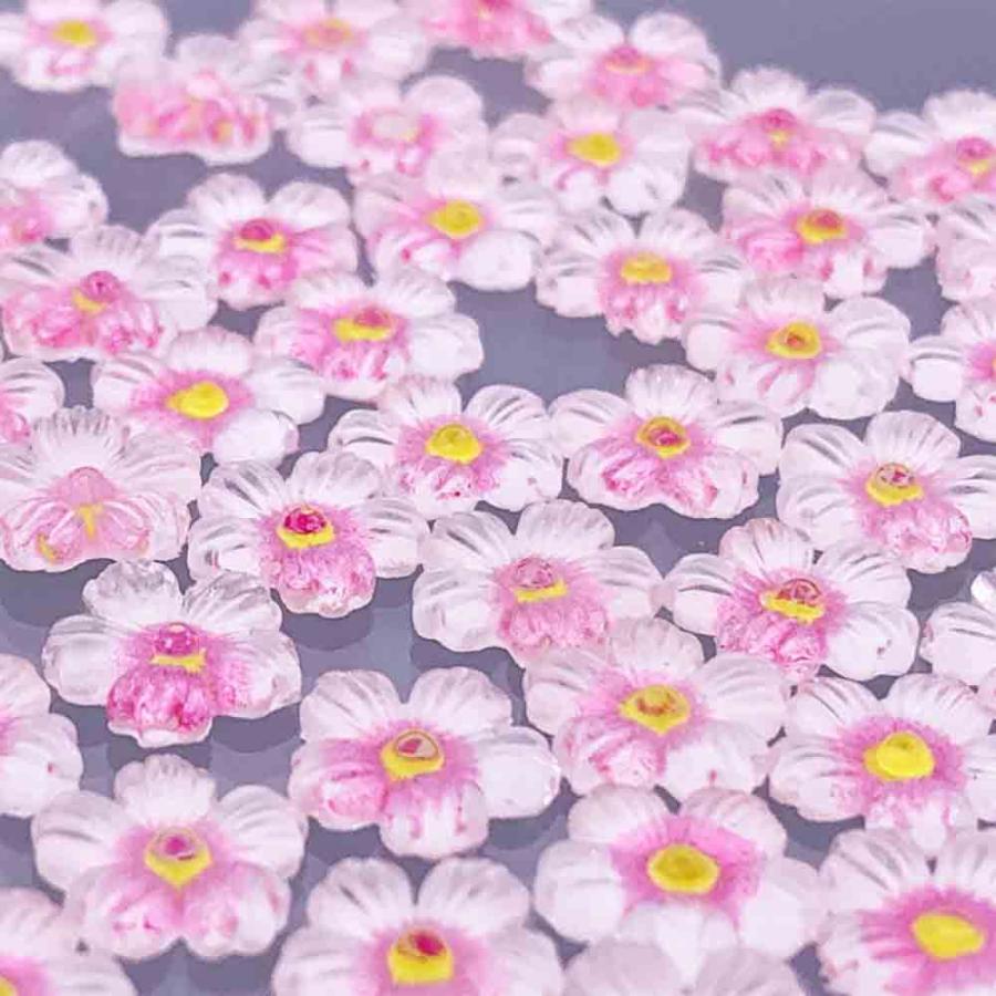 ネイルパーツ 花 9mm ピンク 桜 50個 フラワー クリア さくら 樹脂