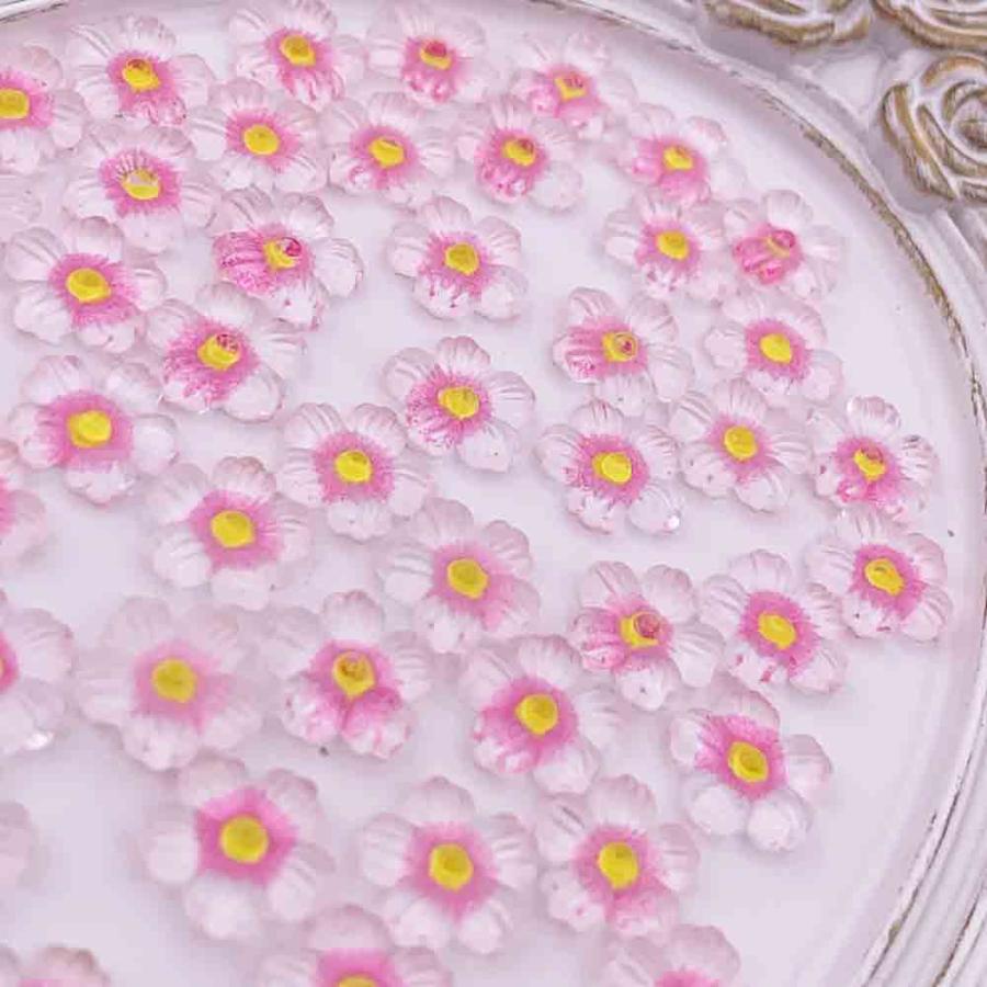 ネイルパーツ 花 9mm ピンク 桜 50個 フラワー クリア さくら 樹脂