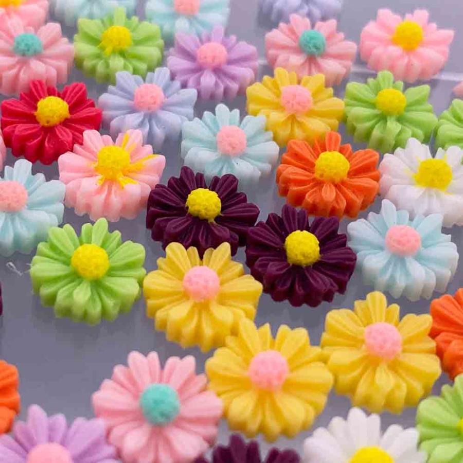 ネイルパーツ フラワー ミックス 10mm 蓄光 花 50個 立体 3D 艶消し