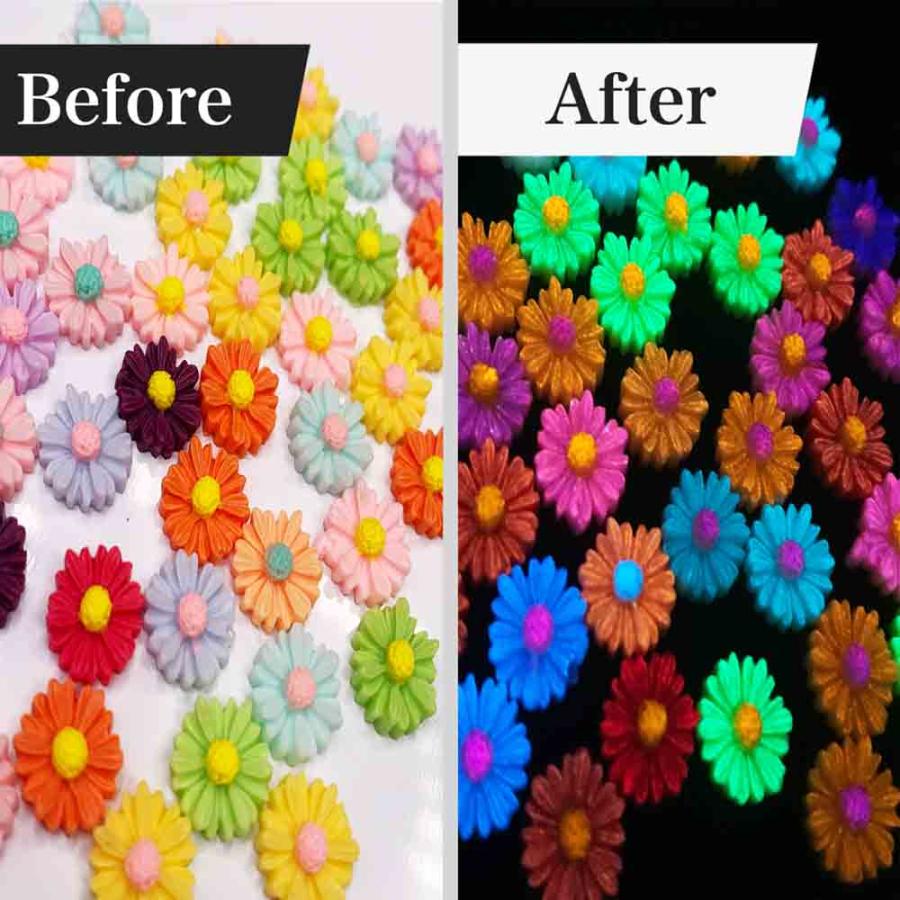 ネイルパーツ フラワー ミックス 10mm 蓄光 花 50個 立体 3D 艶消し