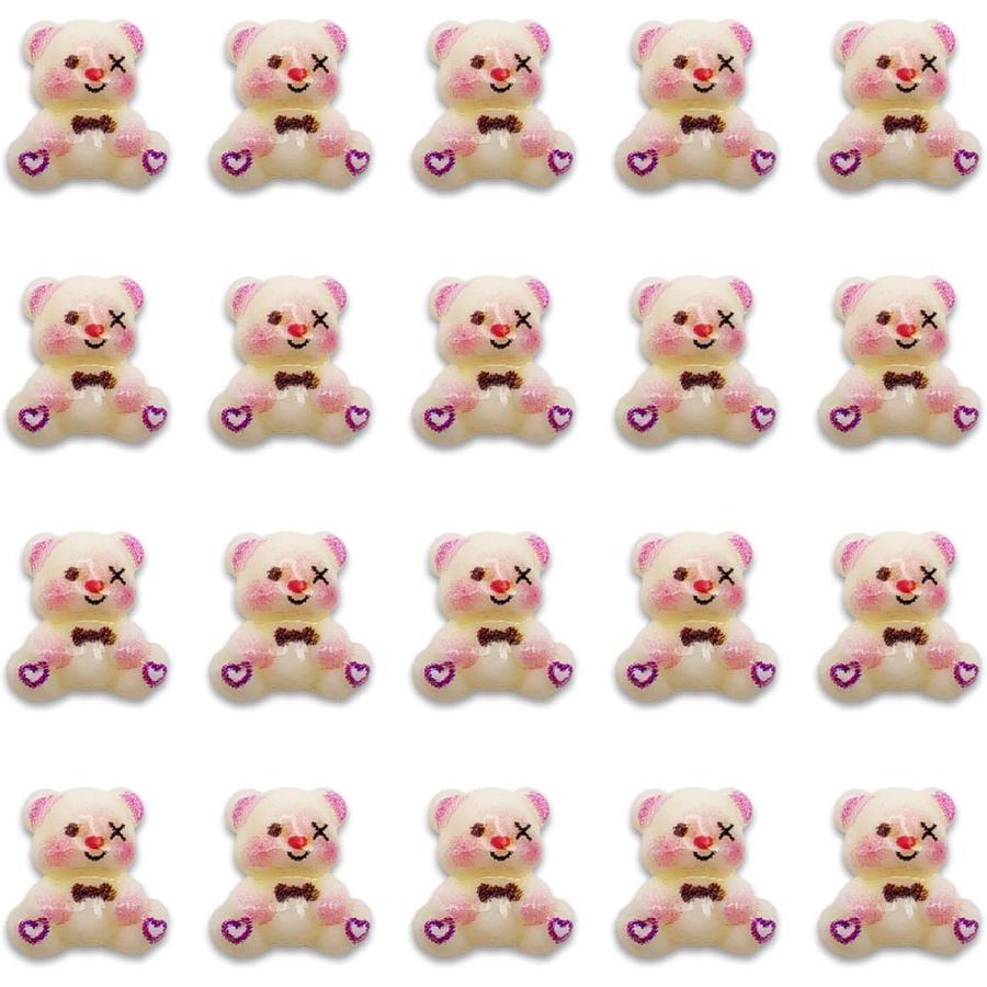 ネイルパーツ【7番ホワイト】20個リボン ぷっくり レジン アート 成人
