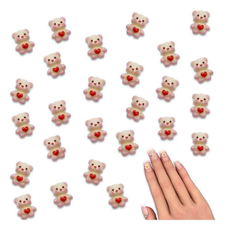 ネイルパーツ   レジン　くま　りぼん　ハート ネイルパーツ レジン 3D キャラ リボン ハート くま - メルカリ