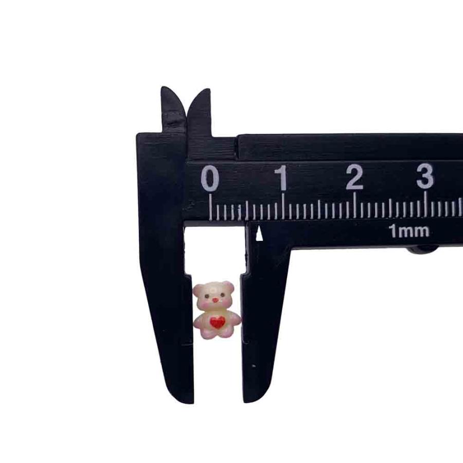 ネイルパーツ クマ 8mm アニマル ハート アイボリー 赤 50個