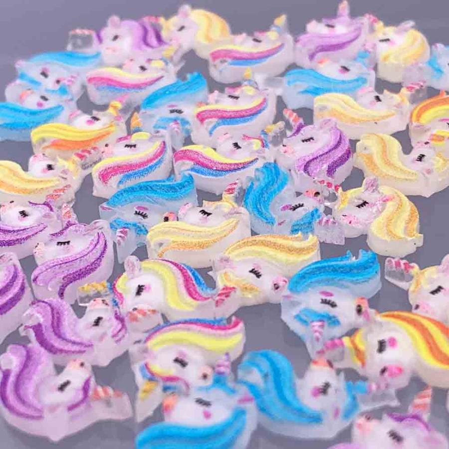 ネイルパーツ 動物 ユニコーン 馬 14mm ミックス 100個 アニマル