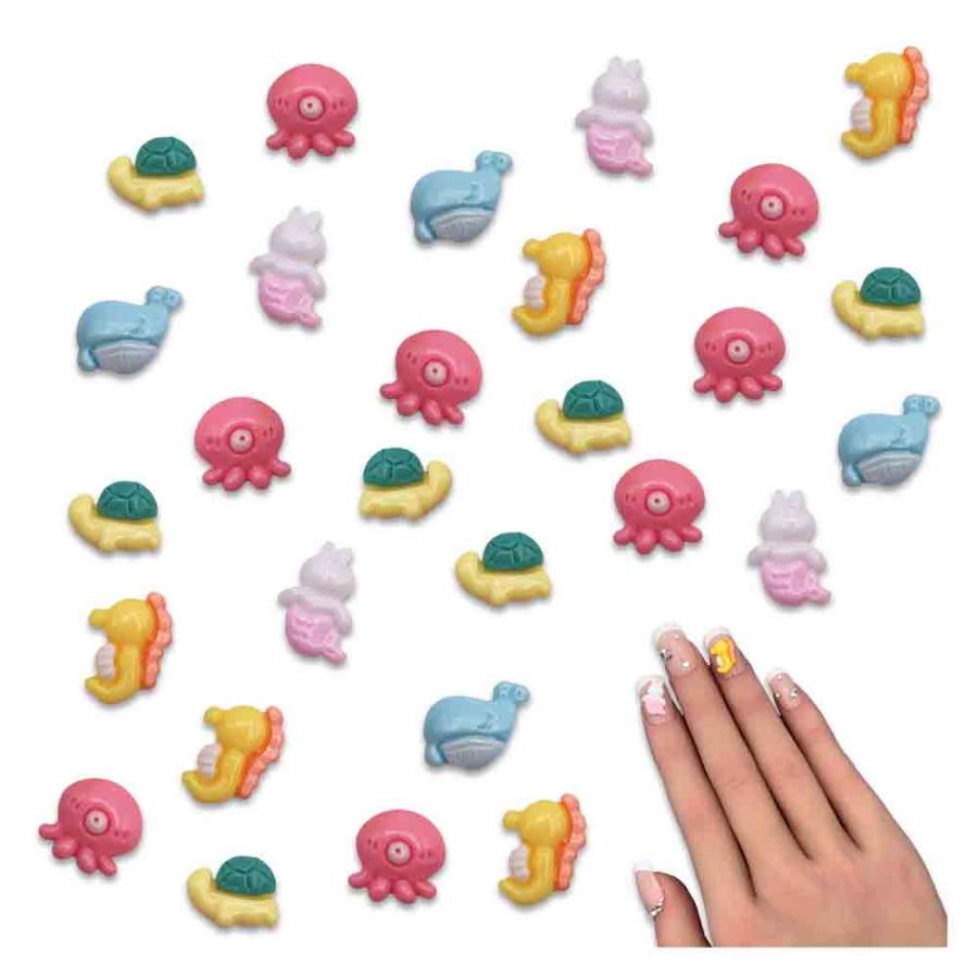 ネイルパーツ マリン 海の生き物 ミックス 9ー12mm 海 蓄光 100個