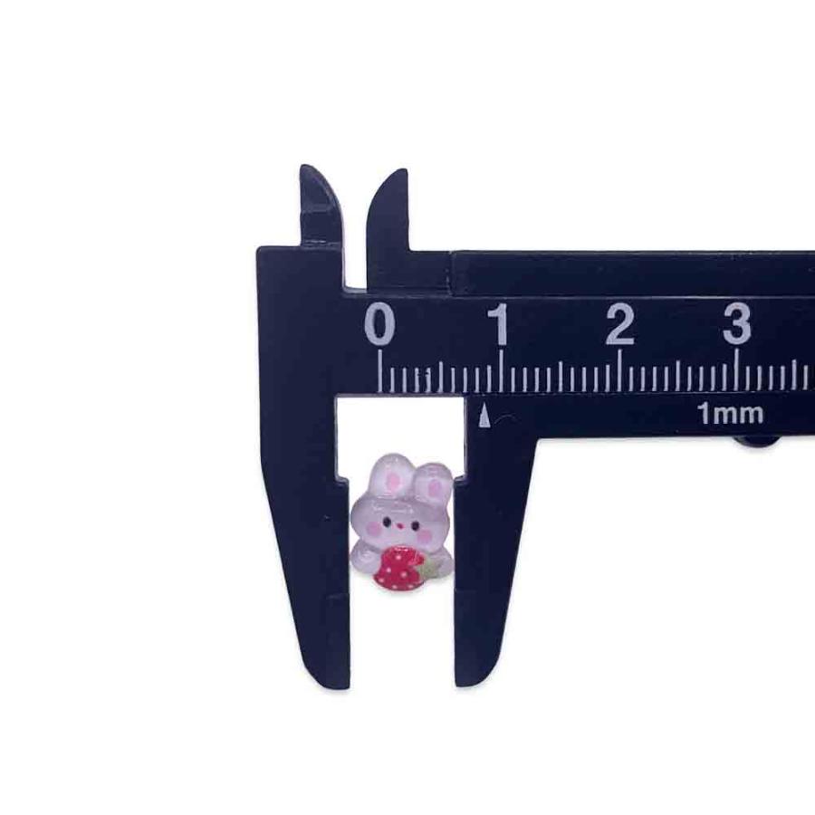 ネイルパーツ うさぎ 動物 イチゴ 11.5mm ピンク 白 兎 50個