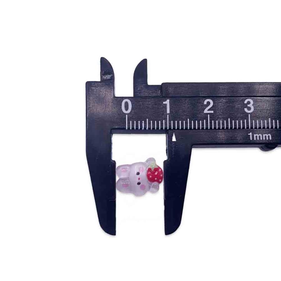 ネイルパーツ うさぎ 動物 イチゴ 11.5mm ピンク 白 兎 50個