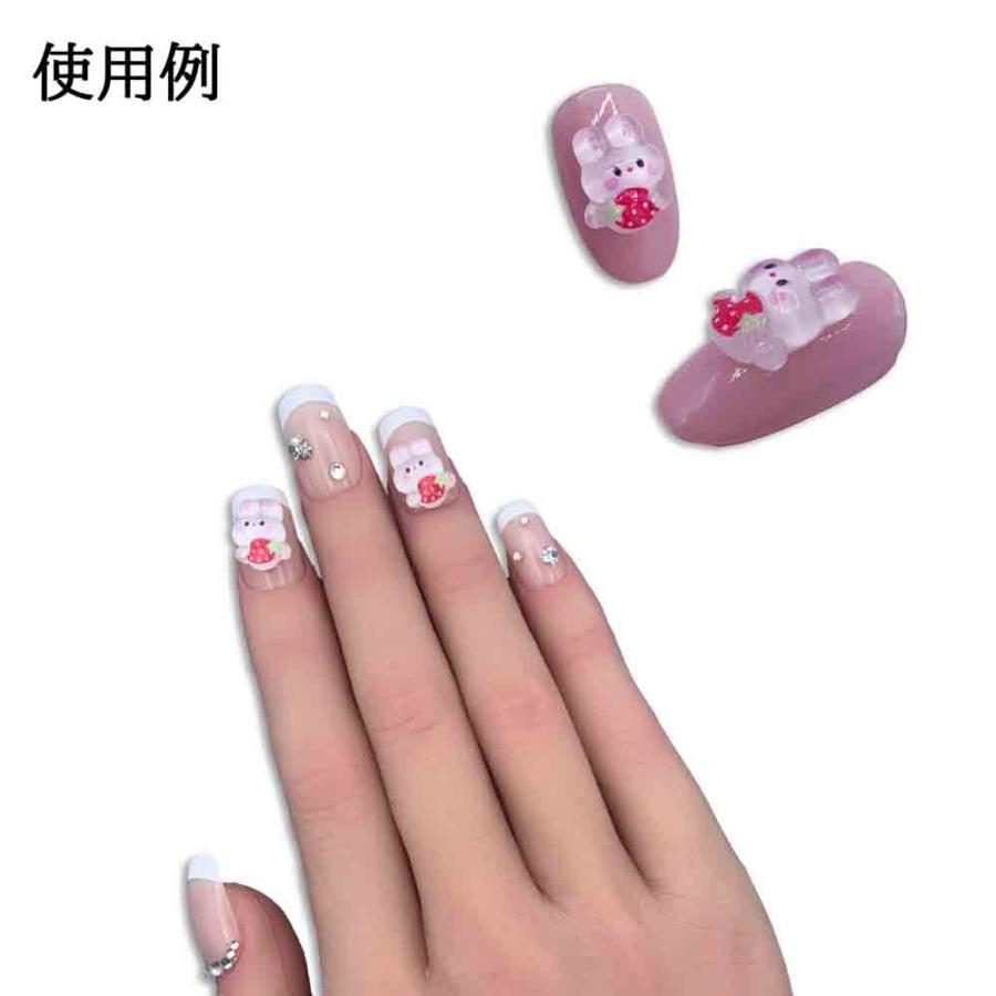 ネイルパーツ うさぎ 動物 イチゴ 11.5mm ピンク 白 兎 50個