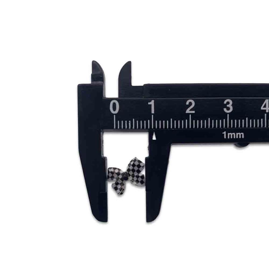 ネイルパーツ リボン 11mm チェック柄 50個 混色 模様あり 蝶結び