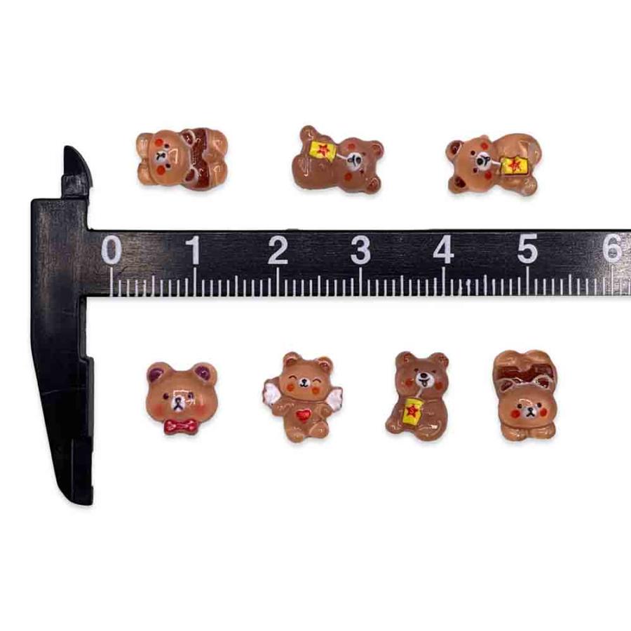 ネイルパーツ クマ 動物 ミックス 9ー11mm ブラウン 100個 熊 くま