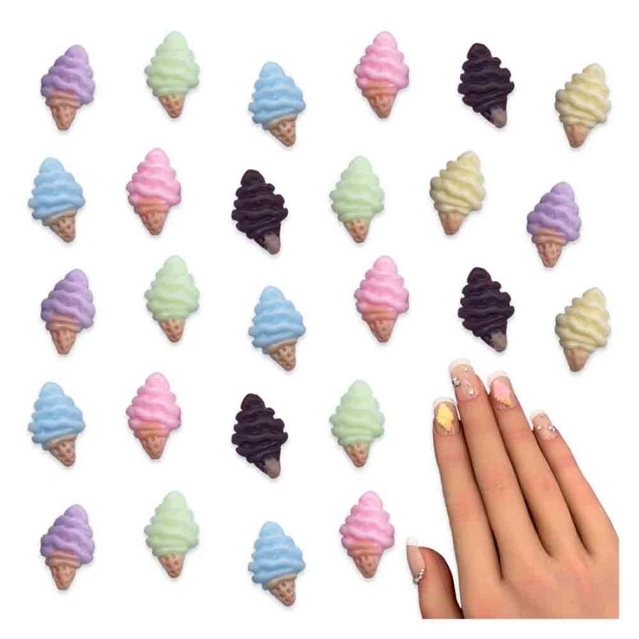 ネイルパーツ スイーツ アイス 12mm 蓄光 ミックス 100個 ソフト