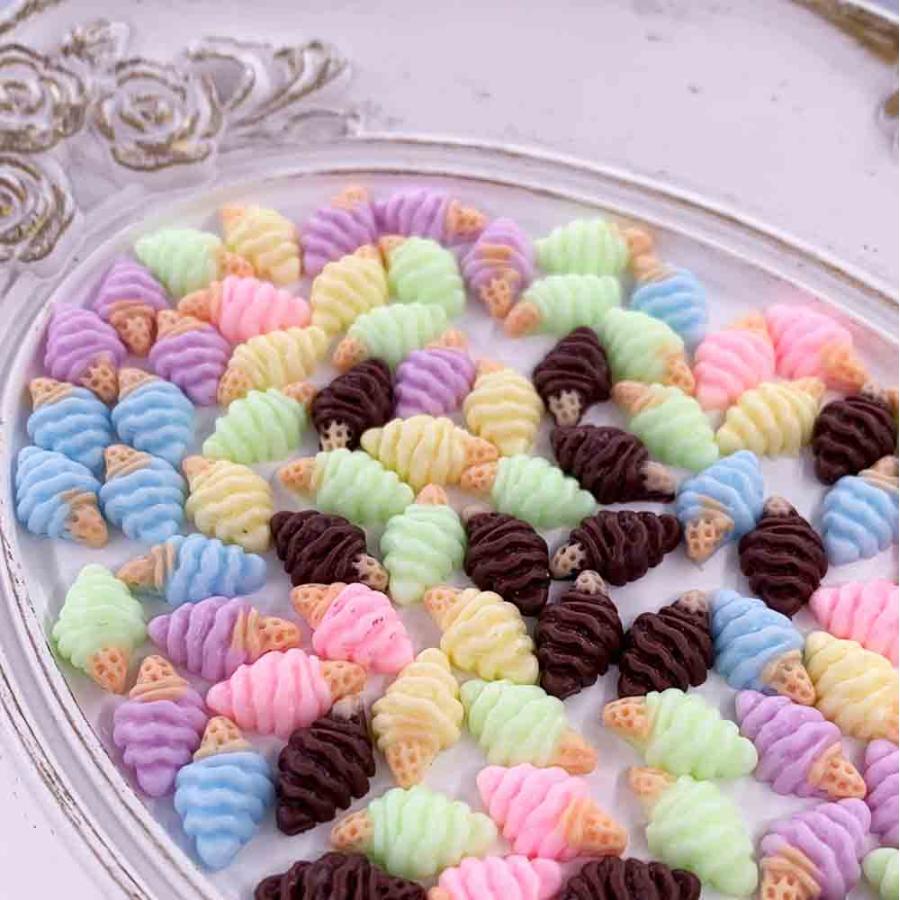 ネイルパーツ スイーツ アイス 12mm 蓄光 ミックス 100個 ソフト