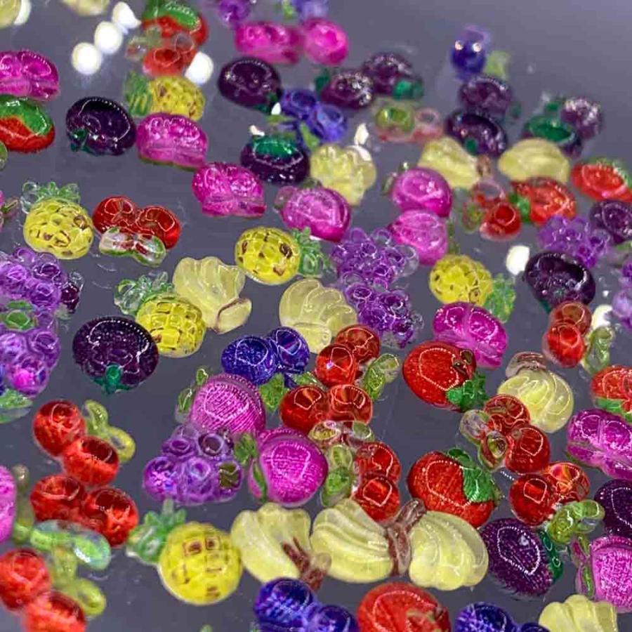 ネイルパーツ 果物 ミックス ミニ 6ー7mm 100個 いちご バナナ