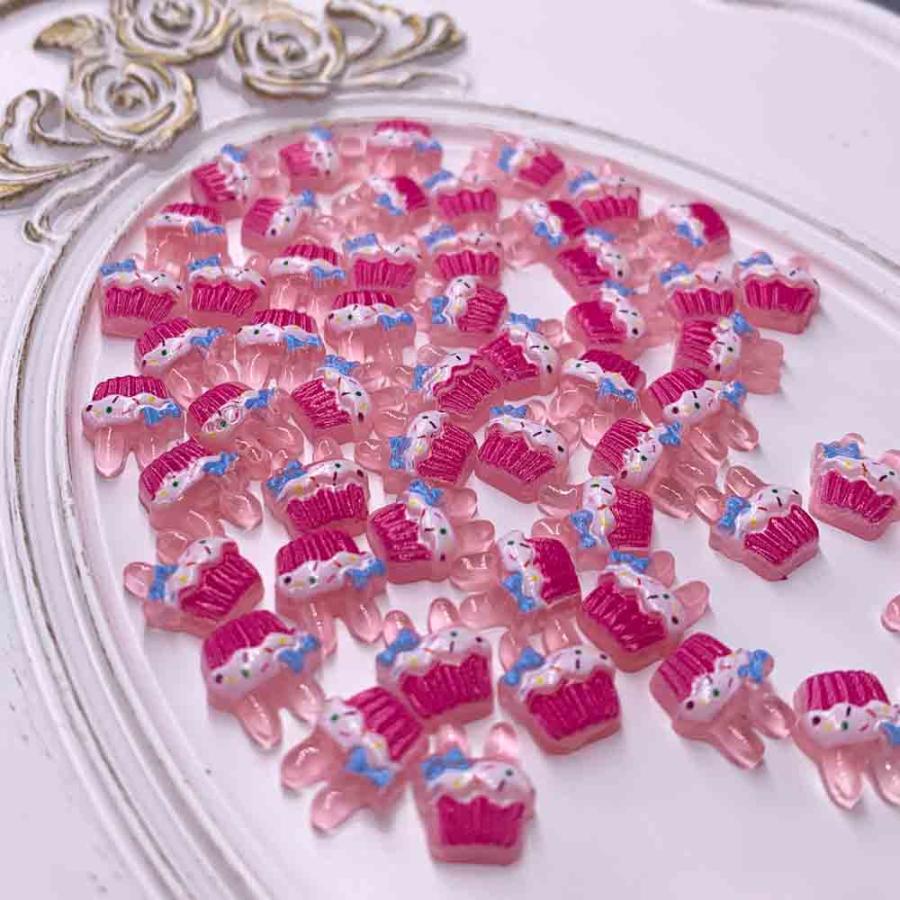 ネイルパーツ お菓子 うさぎ 9.5mm ケーキ ピンク 混色 50個 