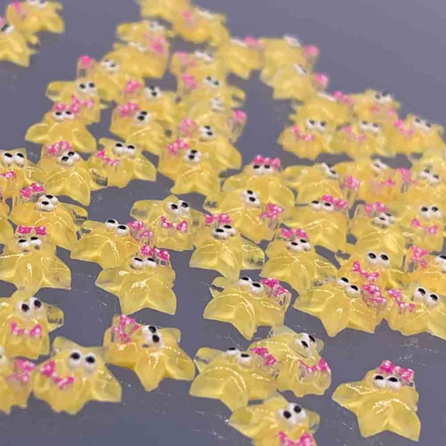 ネイルパーツ 星 イエロー 8.5mm 目玉 小さめ 50個 キャラクター