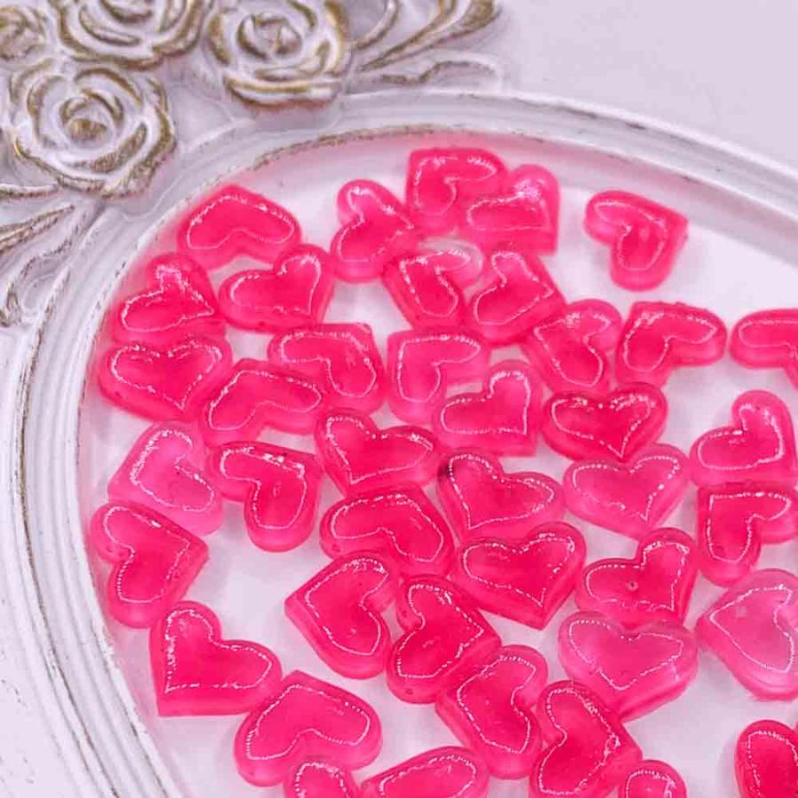 ネイルパーツ ハート ピンク 10mm ぷっくり 50個 大きめ クリア 3D