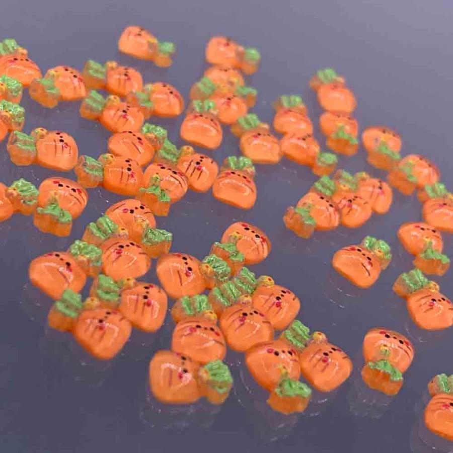 ネイルパーツ 野菜 にんじん 8mm 食べ物 50個 オレンジ 混色 顔
