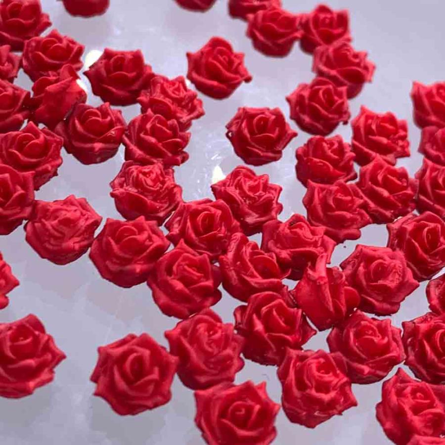 ネイルパーツ 花 赤 8mm 蓄光 フラワー 薔薇 ローズ 柔らかい 樹脂製