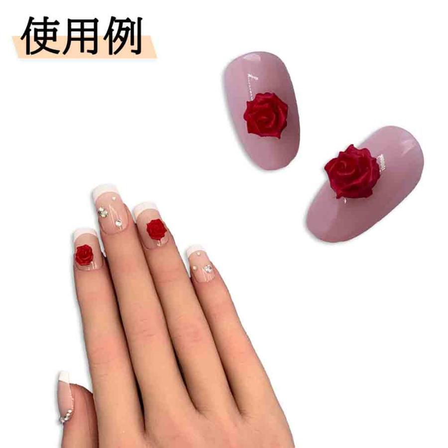 ネイルパーツ 花 赤 8mm 蓄光 フラワー 薔薇 ローズ 柔らかい 樹脂製