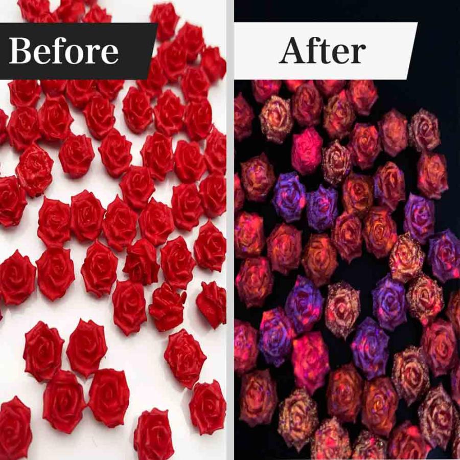 ネイルパーツ 花 赤 8mm 蓄光 フラワー 薔薇 ローズ 柔らかい 樹脂製