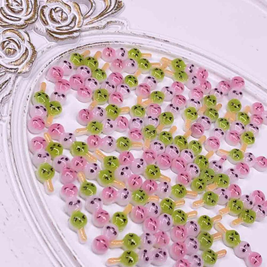 ネイルパーツ お菓子 お団子 15mm 顔 50個 混色 スイーツ 三色団子