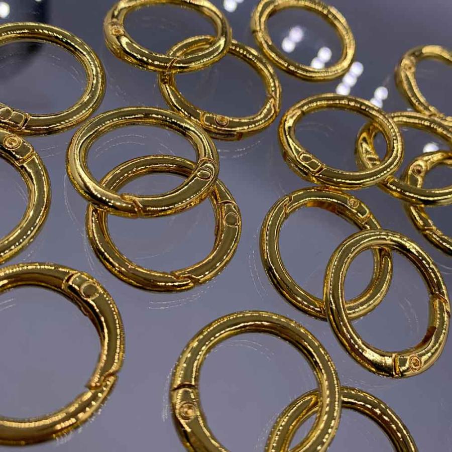 カラビナ 丸 ゴールド 25mm 20個 サークル リング 金具 キーリング