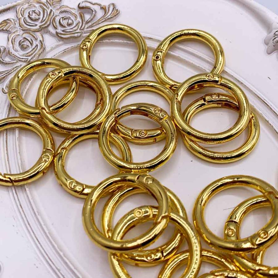 カラビナ 丸 ゴールド 25mm 20個 サークル リング 金具 キーリング