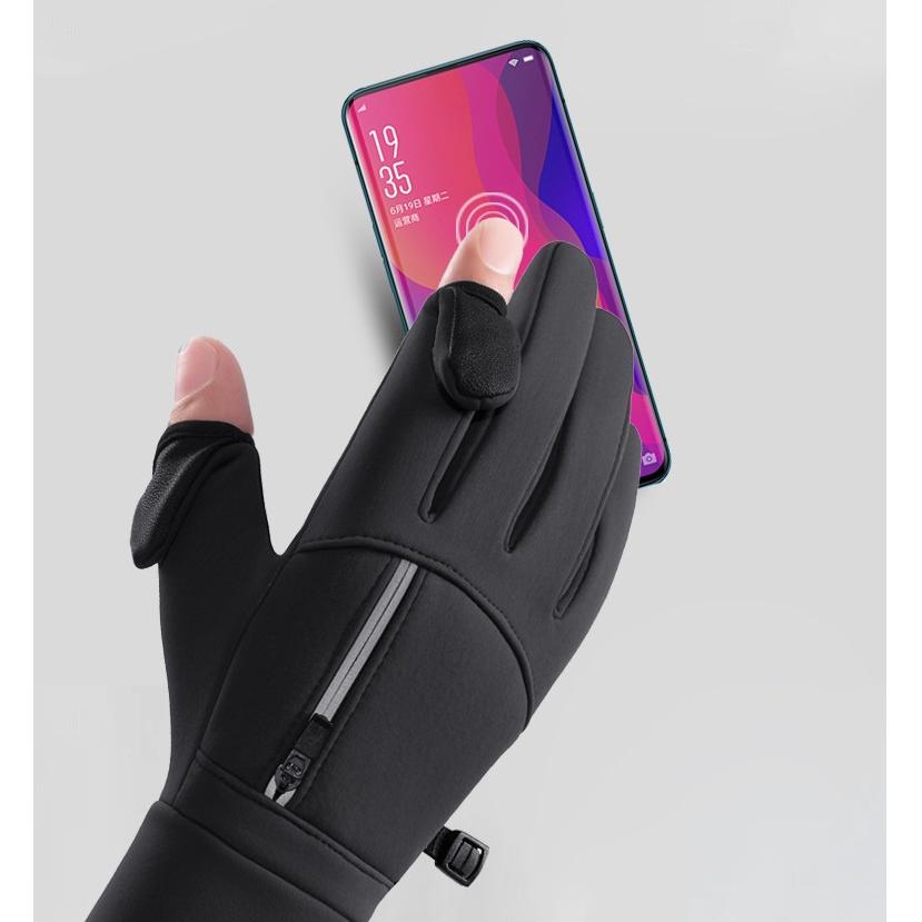 指先開閉 手袋 スマホ対応 ランニンググローブ バイク手袋 表面撥水