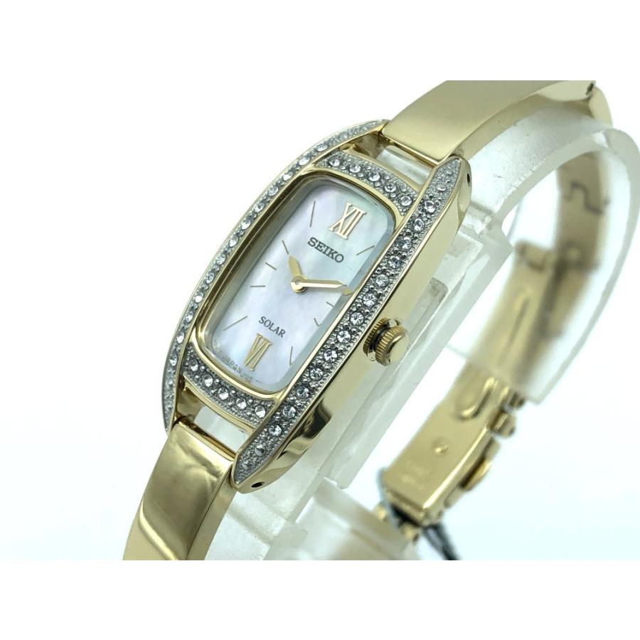 セイコー 女性用 腕時計 海外版 35ｇ 軽量 ソーラー仕様 スワロフスキークリスタル付き SUP390｜kkkkwatch