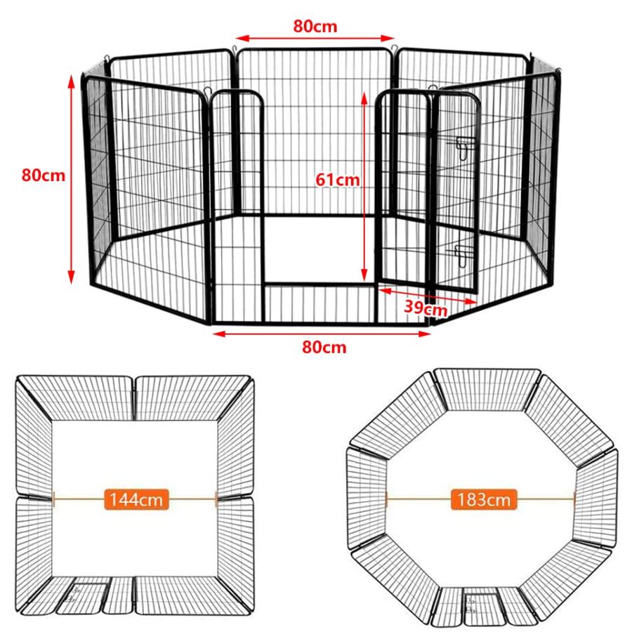 高評価続出！ BAOJIADA ペットフェンス 中大型犬用 ペットケージ 犬 パーテション 侵入防止 コンパクト 8枚組 柵 フェンス ペットサークル 折り畳 【1732451100】(9159円)