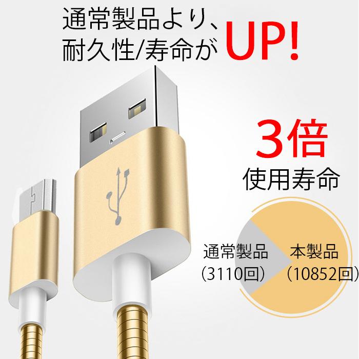 usbケーブル タイプb 1m 充電 マイクロUSB ケーブル マイクロusbケーブル アンドロイド メタルコーティング データ転送 送料無料｜kkluck｜07