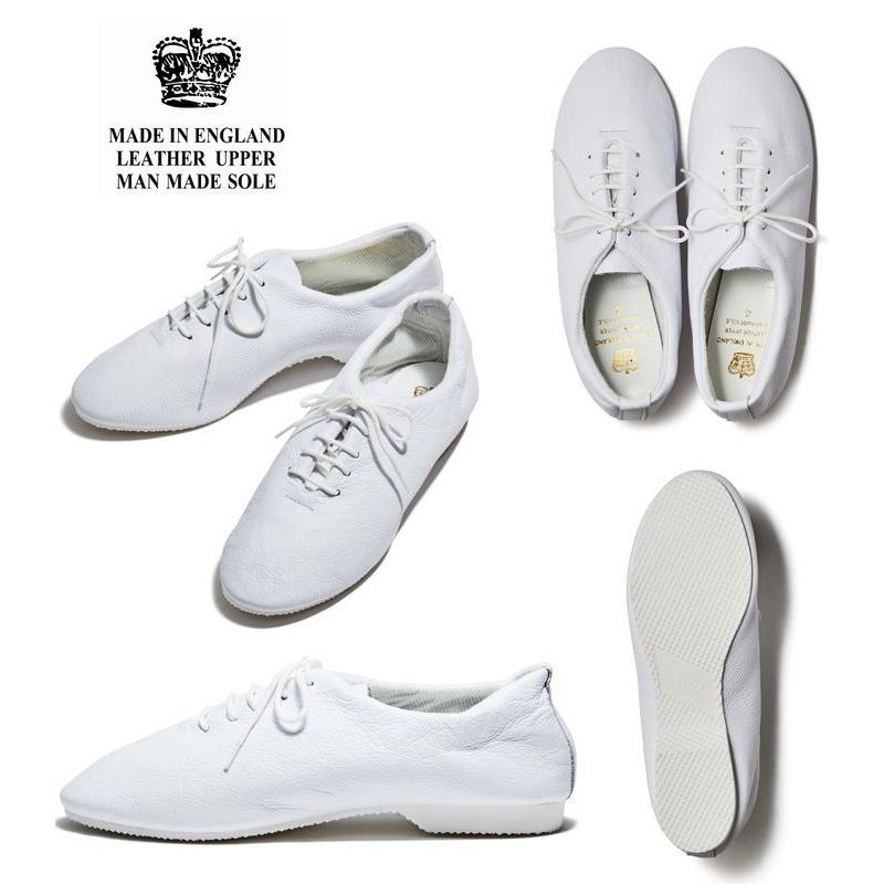 英国製　クラウン　ジャズシューズ　皮革シューズ　牛革　ホワイト　白　レディス　メンズ　イギリス製 CROWN SHOES JAZZ ENGLAND｜kkp