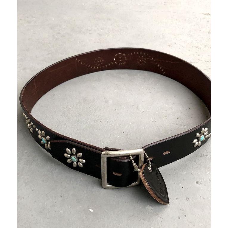 HTC HTC スタッズベルト ターコイズ フローラル 25TQ 1.75インチ