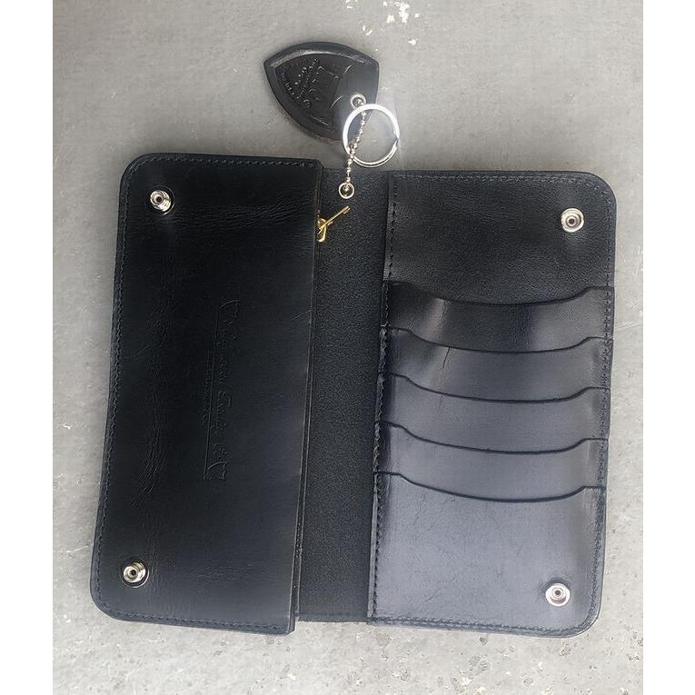 HTCスタッズ装飾付き黒長財布 HTC黒 レザー 長財布 スタッズ装飾 メンズ