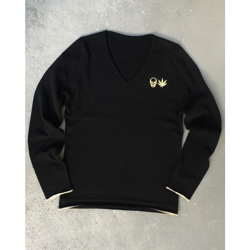 ルシアンペラフィネ スカル＆リーフ 金糸カシミヤニット Lucien Pellat  