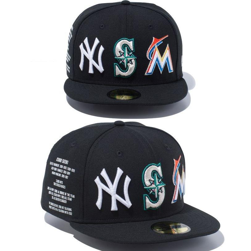 ニューエラ NEW ERA 59FIFTY Ichiro イチロー シアトルマリナーズ ニューヨークヤンキース マイアミマーリンズ ブラック