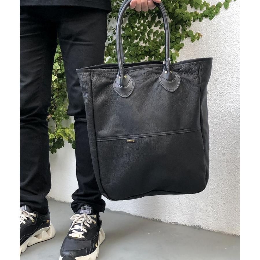 VANSON　バンソン　レザー　トートバッグ　ロングハンドル　ブラック　裏地付　牛革　アメリカ製, vanson leathers　made in  usa　BLACK