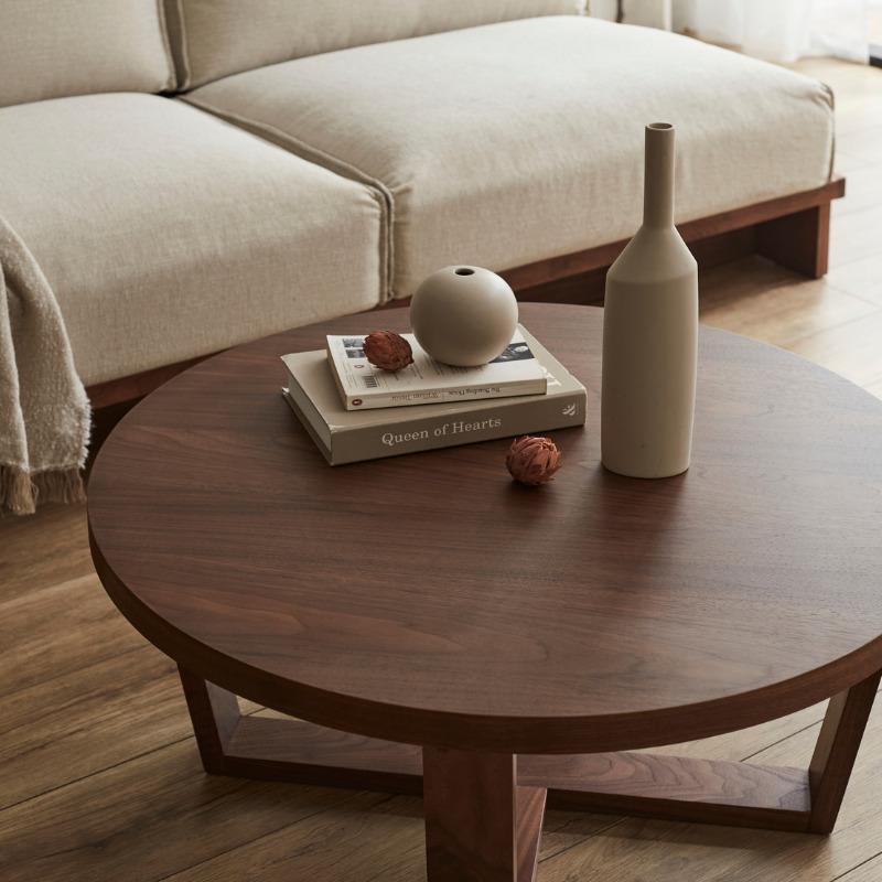 センターテーブル 80cm リビングテーブル ラウンドテーブル 木製