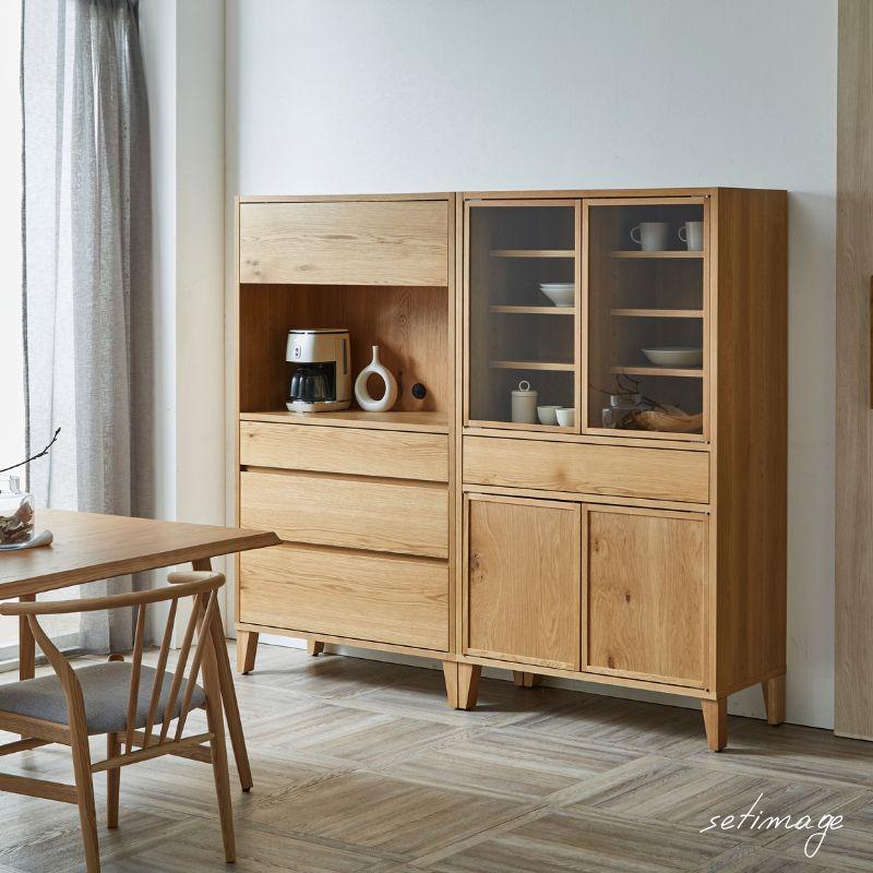 河口家具製作所 キャビネット カップボード 食器棚 90cm キッチン収納