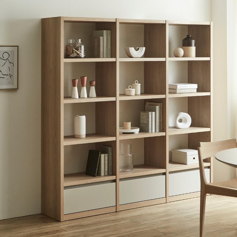 在庫3台 メラミン化粧板 ナチュラル モダン シェルフ 本棚 食器棚 飾り棚 河口家具製作所 taupe シェルフ ハイタイプ 3列 収納棚 オープン