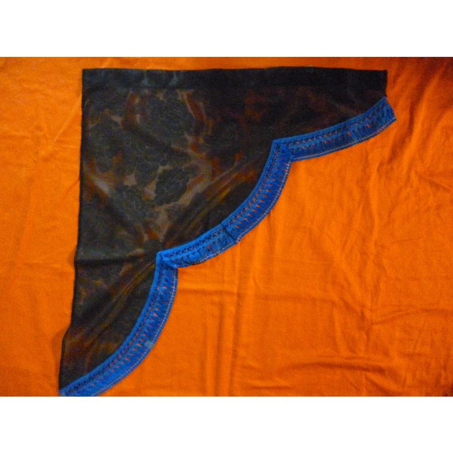 薔薇柄レースサイドカーテン　Mサイズ　フレンジ ブルー