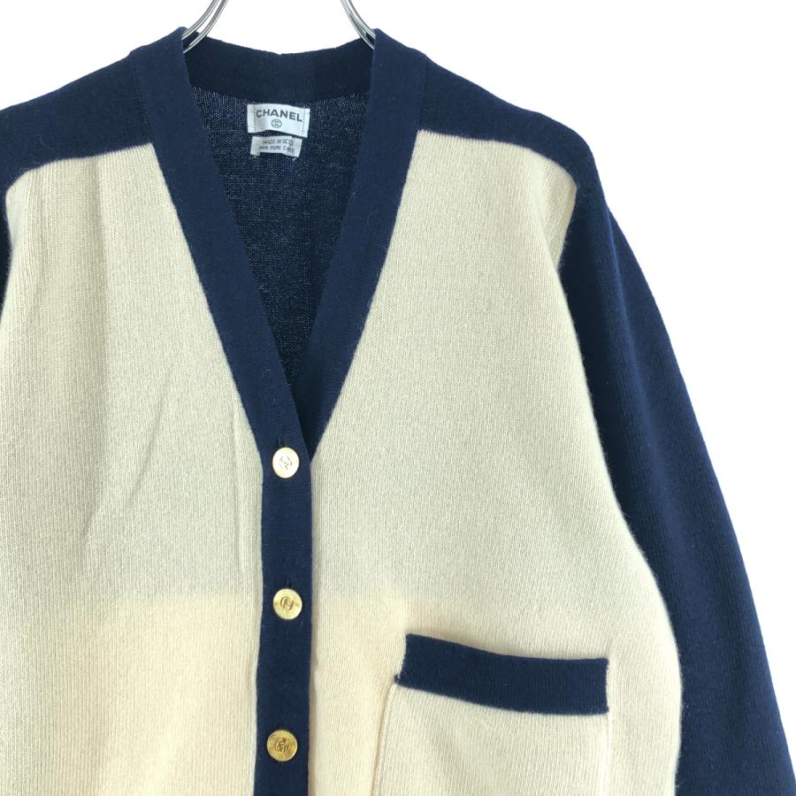 CHANEL（シャネル） カシミヤ ワンポイントロゴ Vネック ニット ロング 