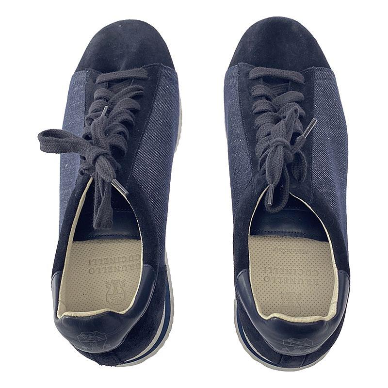 【美品】  BRUNELLO CUCINELLI / ブルネロクチネリ | 異素材 デニム 切替 スエードレザー スニーカー | 42 | インディゴ | メンズ BRUNELLO CUCINELLI（ブルネロクチネリ） 【美品】 | 異素材 デニム