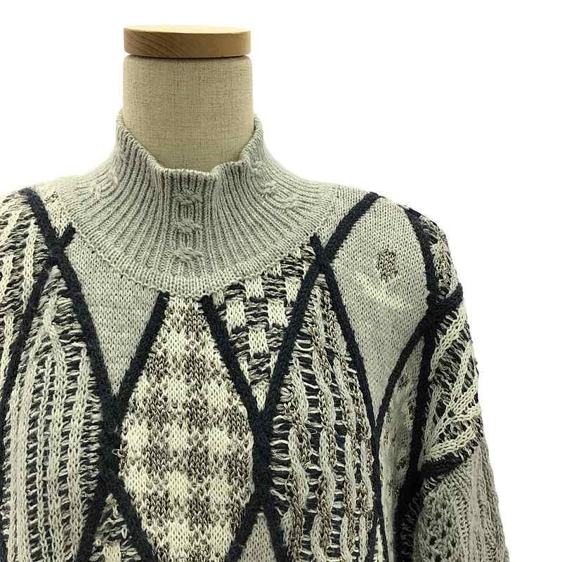 rurumu: / 縷縷夢兎るるむう | 2020AW | sacredness garden mix pattern knit pullover / ハイネック ニット | F | グレー | レディース rurumu: / 縷縷夢兎るるむう | 2020AW sacredness garden mix