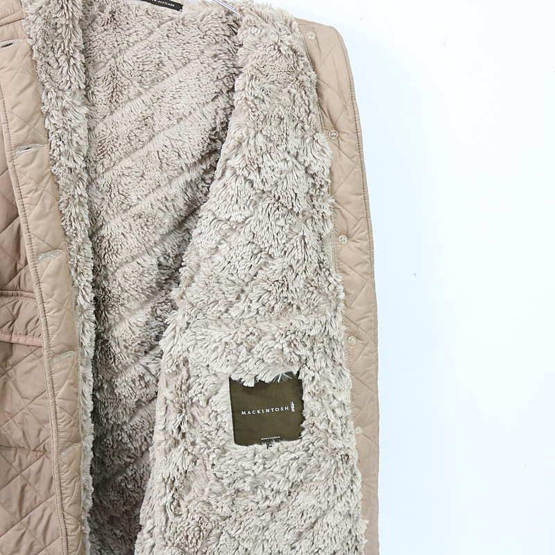 美品　マッキントッシュ キルティングフーデッドコート ボアコート ベージュ 38 MACKINTOSH マッキントッシュ キルティング コート ベージュ