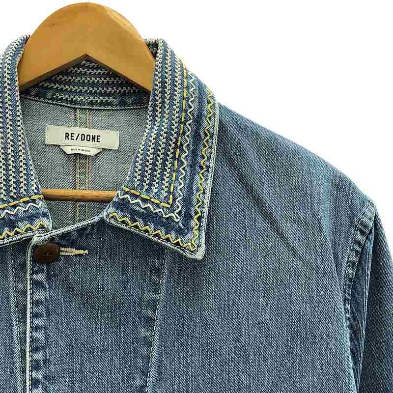 RE/DONE / リダン | Chore Jacket 刺しゅう デニム カバーオール | S | インディゴ | メンズ Re Done（リダン） | Chore Jacket 刺しゅう デニム カバーオール | S