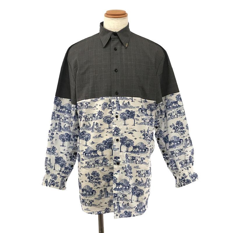 【美品】 MIKAGE SHIN / ミカゲシン | 2022SS 総柄 グレンチェック 切替 バイカラー シャツ ユニセックス | 2 |  グレー/ブルー :0tj7tgtk8sx3:KLD ヤフーショッピング店 - 通販 - Yahoo!ショッピング