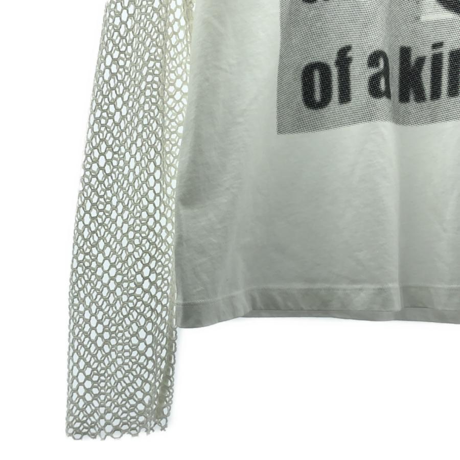【美品】  MM6 Maison Margiela / エムエムシックスメゾンマルジェラ | 2020SS | かぎ編み メッシュスリーブ レイヤード プリント Tシャツ カットソー | S | ホワイト | レディース 美品】 MM6 Maison Margiela / エムエムシックスメゾン